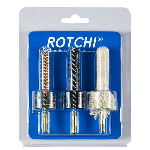 Komplet ščetk za čiščenje ležišča puške 3 v 1, pretisnega omota in kartona. Na voljo