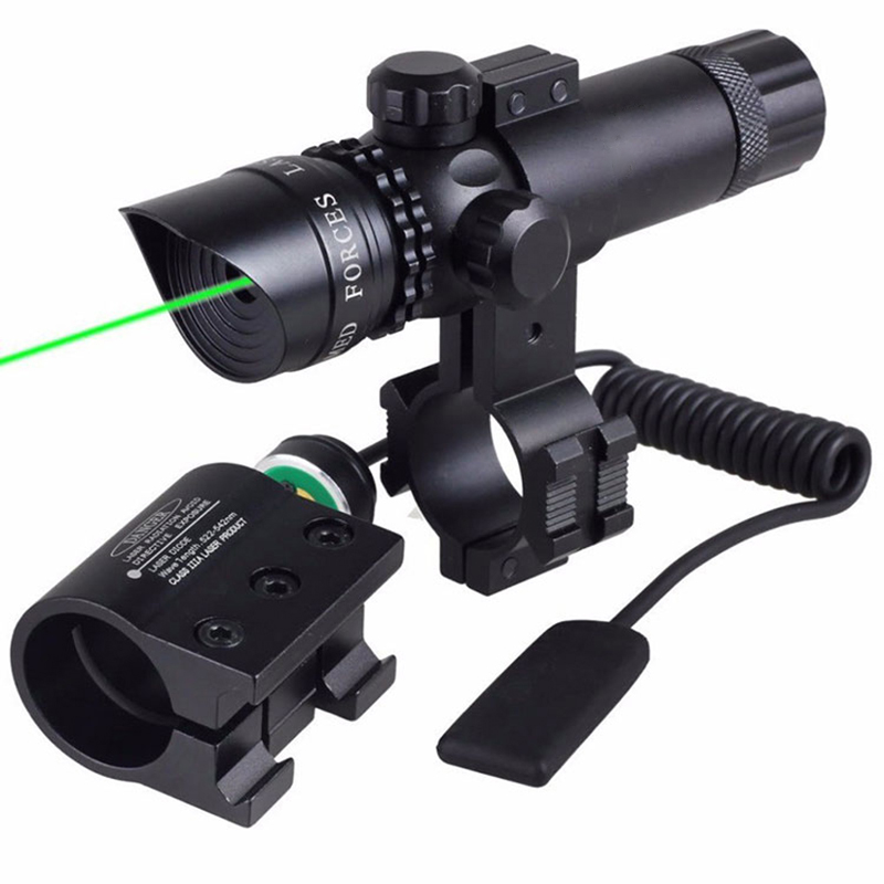 Taktično prilagoditveno stikalo Laser Sight Compact Rifle Gun Zeleni laser Sight z 2 nastavkoma Tirnica za pištolo Laser Sight